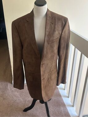 Men's Brown Cremieux Suede Blazer - Classic Single-Breasted Jacket